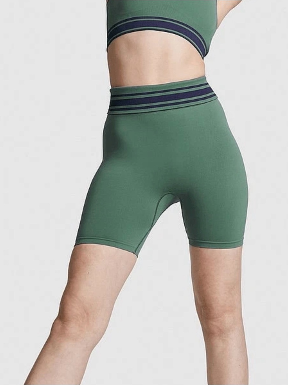 PINK Victoria's Secret Green Flip-It Seamless Fold-Over Bike Shorts S